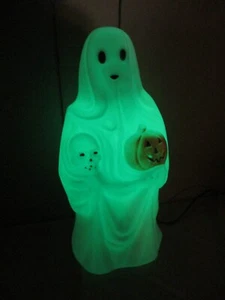 Vintage Empire Sheet Ghost w/ Skull & Pumpkin Lighted Halloween Blow Mold 22.5" - Picture 1 of 17