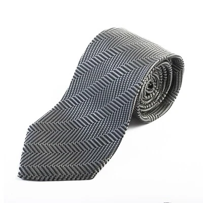 Etro Milano Grey Herringbone Tie Foto 1 de 2