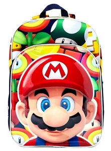 SUPER MARIO BROS. NINTENDO 17" Boys School Backpack w/ Molded Front Panel NWT  - Picture 1 of 4