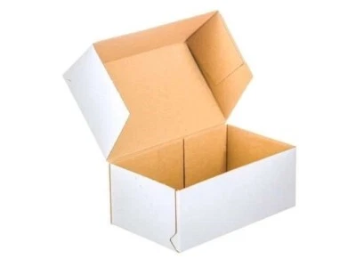 BENOLI Automatikbodenkarton 250x150x100 mm E-Welle 350g/m2 Faltkartons Postkarton Weiß