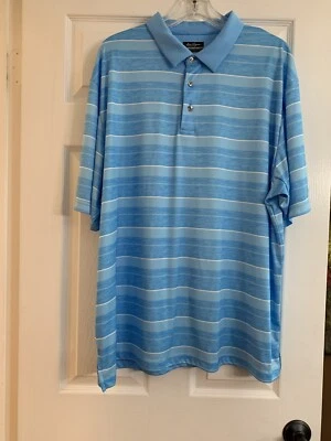 Ben Hogan Men's 2XL Short Sleeve Polo Shirt Blue/White Striped EUC - Image 1 of 4