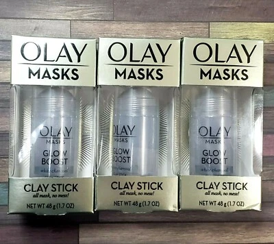 3-Olay Masks Glow Boost White Charcoal Clay Stick 1.7 oz. Each - Image 1 of 4