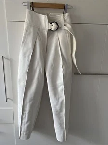 Petar Petrov High Waisted Cropped Leather Pants FR34 White NEW - Picture 1 of 11