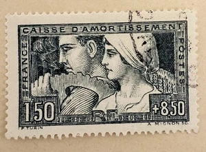 FRANCE Yvert N° 252 oblitéré. Caisse d'amortissement" le travail" émis en 1928 - Imagen 1 de 2