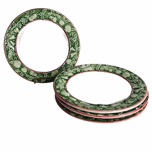 4 Sanor Ceramica Majolica Salad Plates Hand Painted Embossed Fruit Rim Portugal - Picture 1 of 10