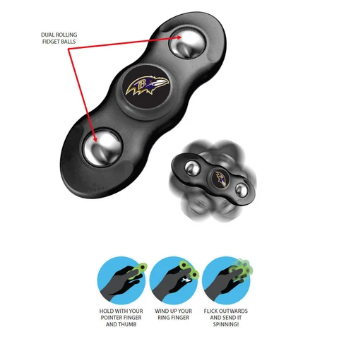 New NFL Baltimore Ravens 2 in 1 Flik Fidget Hand Spinner & Rolling Balls Cover