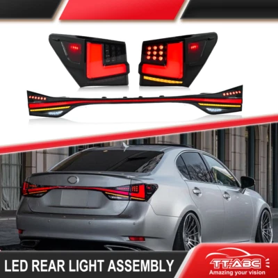 LED Tail Lights for Lexus GS350 GS200t GSF 2012-2020 Animation Black Rear Lamps Foto 1 de 4