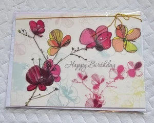3D Pink and Yellow Flowers Birthday Card - Picture 1 of 7