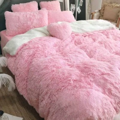 160*200cm Pink Super Soft Throw Blanket Long Shaggy Cozy Fluffy Faux Fur Sheet  - Image 1 of 4