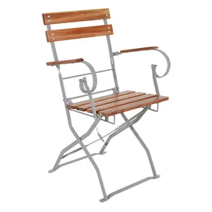 Klappstuhl Klappsessel Armlehne Gartenstuhl Akazienholz Biergarten 53,5x47x84cm - Bild 1 von 1