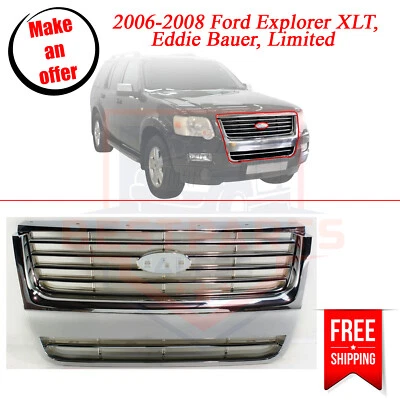 Grille Chrome Plastic for 2006-2008 Ford Explorer Eddie Bauer, Limited, XLT Foto 1 de 4