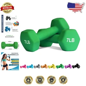 Portable 7lb Neoprene Hand Weights - Perfect for Home Gym & Travel Workouts - Picture 1 of 9