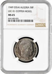 Algeria 50 francs 1949, NGC MS65 ESSAI, "French colony (1949 - 1956)" Top 3/0 - Picture 1 of 2