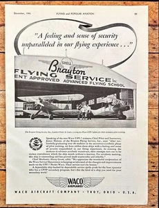 Waco Aircraft UPF-7 Trainers Brayton Flying Svc Troy OH Vintage Print Ad 1941 - Picture 1 of 6