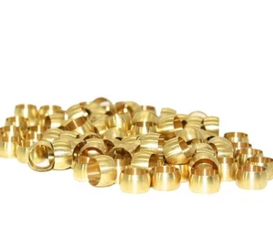 3/8" Tube OD Brass Ferrule Fittings Compression Sleeves Brass Compression Fit... - Picture 1 of 5