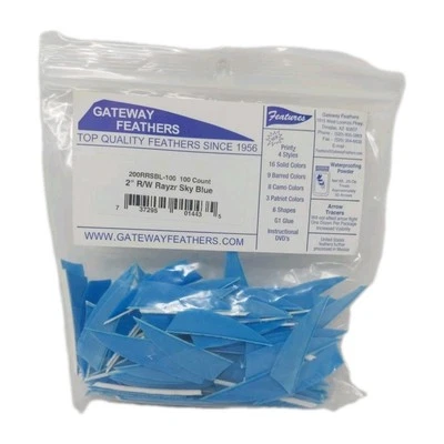 Paquete de 100 plumas Gateway 2" ala derecha: Rayzr azul cielo 200RRSBL-100 Foto 1 de 4
