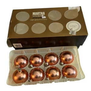 2002 Martha Stewart Christmas Glass Ball Ornament Golden Luster Set 8 PINK - Picture 1 of 7
