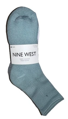 Calcetines Nine West Terry Cojín Mid Crew 5 pares para mujer 5-10 MixColor verde blanco $32 Foto 1 de 4