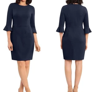 Abito donna Kendall tubino blu navy Anthropologie Donna Morgan nuovo con etichette taglia 0 - Foto 1 di 9