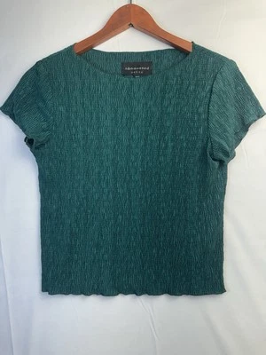 Blusa arrugada de colección Connected Apparel M Petite verde azulado texturizada hecha en EE. UU. Foto 1 de 4