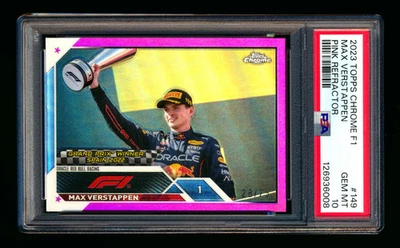 2023 Topps Chrome F1 #149 Max Verstappen Pink Refractor #28/75 PSA 10 - Image 1 of 2