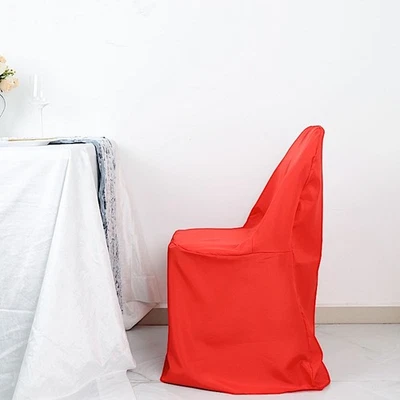 50 Red Polyester FOLDING Flat CHAIR COVERS Wedding Party Banquet Decorations - Image 1 of 4