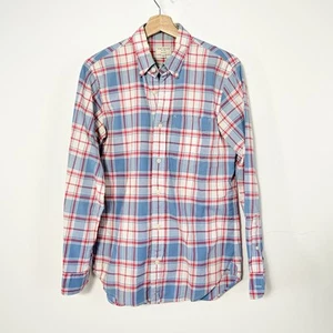 Club Monaco Mens S. Slim Fit Blue/Red Plaid Long Sleeve Cotton Button Down Shirt - Picture 1 of 6