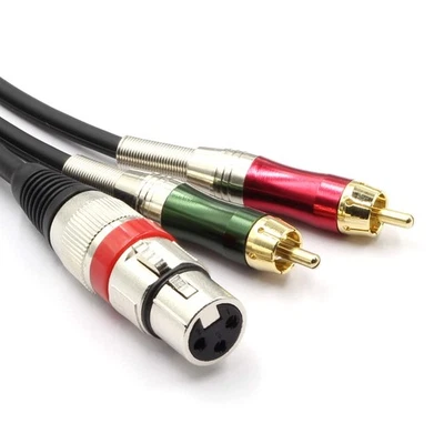 XLR Female to 2 x Phono RCA Plug Adapter Y Splitter Patch Cable, XLR Female 3... - Image 1 of 4