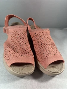 BZees Wmn Washable Star Bright Slingback Sandals Pink Coral Rhinestone Size 8 M - Picture 1 of 12