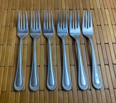 Juego de 6 HORQUILLAS DE ENSALADA de acero inoxidable 18/8 Wallace WICKHAM brillante media cuenta Japón 7" Foto 1 de 4