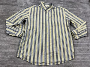 Michael Austin Shirt Mens Large Yellow Striped Button Up Long Sleeve Collared - Picture 1 of 12