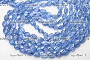 16 Inches Strand 100% Genuine Tanzanite Gemstone, Smooth Oval Beads, Size-6-8mm - Picture 1 of 6