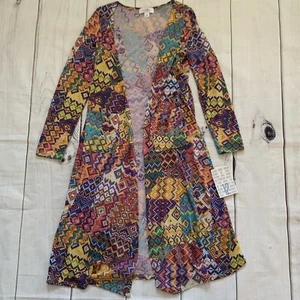 LuLaRoe Saraiah Girls Size 12 Open Front Cardigan Long Sleeve Colorful Duster - Picture 1 of 7