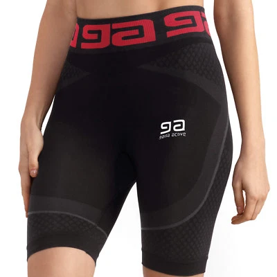 GATTAACTIVE Damen Laufhose enganliegende Shorts Running Fitness Jogginghose kurz schwarz