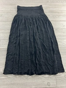 Crea Concept Women's Black Pleated Front Slit Skirt Size 40 Elastic Waistband - Photo 1/7