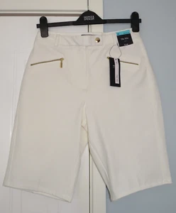 M&S Collection The Mia White Long Shorts Bermuda UK 14 Golden Zips - Picture 1 of 14