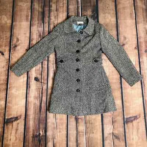 Vintage American Rag Cie Women's Wool Blend Mid Length Black/White Pea Coat L - Picture 1 of 13