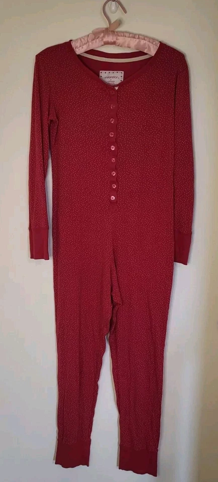 Red Polkadot Xhilaration Sleep Romper Jumpsuit Pajamas - Image 1 of 4