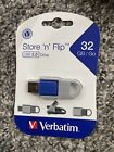Verbatim USB  Drive Memory Stick Pendrive - 32GB Store n Flip - blue