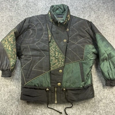 Vintage 80s Oversized Jacket Women Small Geometric Beaded Embroidered  Foto 1 de 4