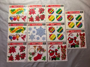 Vintage Lot of 11 NOS Christmas Static Window Cling Decorations 1990s NEW - Picture 1 of 1