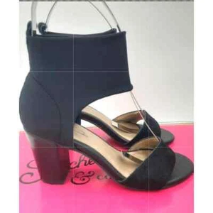 NWB Seychelles Prominent 8 Black Leather Calf Hair Open Toe Heels - Picture 1 of 6