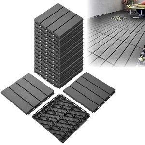 38 Pack Wood Plastic Composite Waterproof Outdoor Patio Floor Decking Tiles - Picture 1 of 7