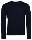 Superdry Jumper Crew Neck Knitted Long Sleeve Pullover Wool Cotton Mix Blue
