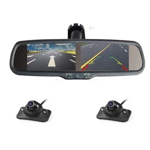 4.3" Dual Split Screen Mirror Monitor No1 Mount Front Left Side View Camera Kit - Picture 1 of 24
