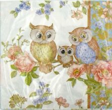 20 Paper Napkins Serviettes 3ply Owl Family Lunch Party Dinner Event Decoupage