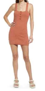 Free People Beach Short N Sweet Size Large Ambered Coral Sweater Minidress NWOT - Picture 1 of 13