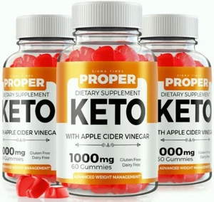 (3 Pack) Proper Keto ACV Weight Loss Gummies to Aid Rapid Fat Burning & Energy - Picture 1 of 8