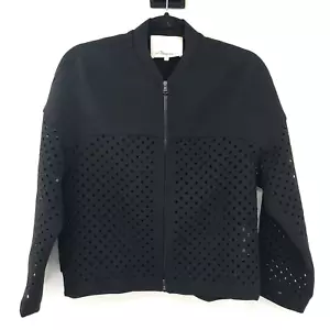 3.1 PHILLIP. LIM Cut Out Blazer Jacket Full Zip Black Dots Perforated 2 Bomber - Picture 1 of 8