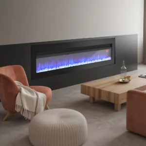 40" Elektrokamin Wandkamin Einbaukamin Kaminofen mit LED Flammen Effekt 1800W - Bild 1 von 12